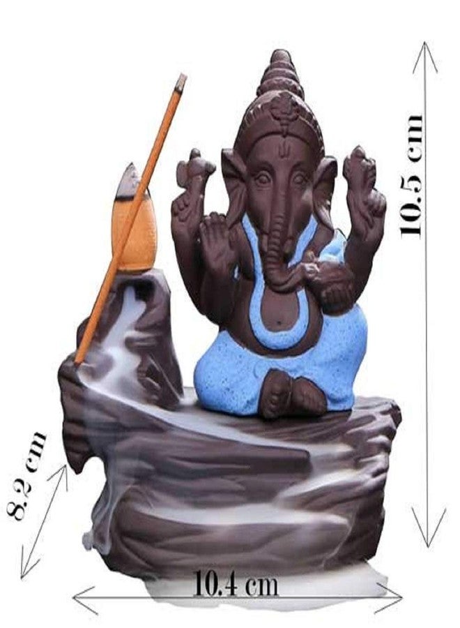 Craftam PolyResin Ganesha Smoke Fountain Backflow Waterfall Cone Incense Holder Showpiece Statue with 10 Back Flow Incense Cone (Blue) Item Name (aka Title) - Image 2